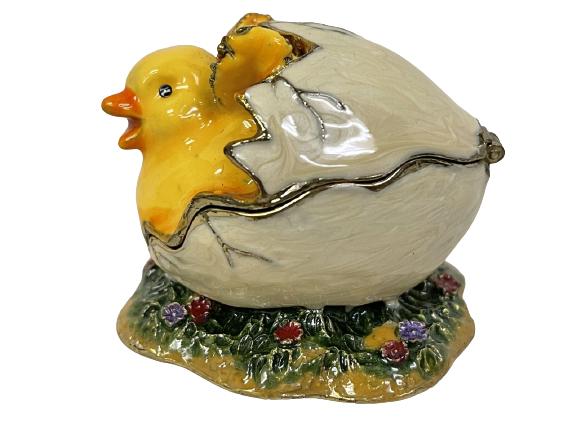 CHICKEM LIMOGE INSPIRED ENAMEL PILL BOX: CHICKEM LIMOGE INSPIRED ENAMEL PILL BOX