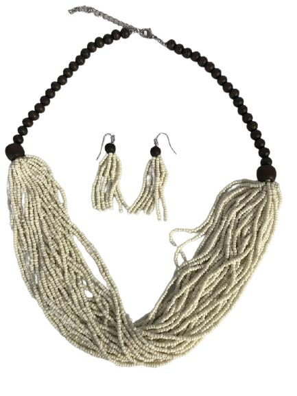 VINTAGE BEADED NECKLACE & EARRING SET 11.5" (1 of 9)