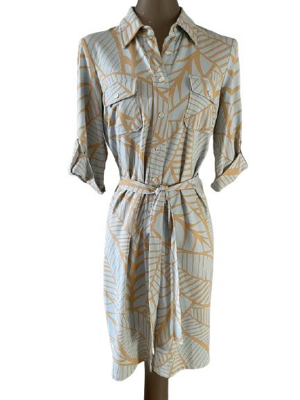 J. MCLAUGHLIN BLUE/GOLD PRINT DRESS SZ M (1 of 3)