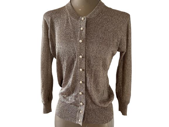 DOLCE  & GABBANA GOLD SWEATER W/ PEARL BUTTONS (1 of 2)