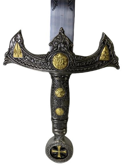 MEDIEVAL 12C. ESPADA TEMPLAR CRUSADER SWORD 48": MEDIEVAL STYLE 12TH CENTURY ESPADA TEMPLAR KNIGHTS CRUSADER SWORD -S0173 -48"-VERY GOOD CONDITION -DP21721