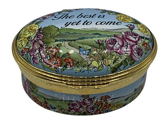 VTG HALCYON DAYS LIMOGES STYLE TRINKET PILL BOX 2": VTG HALCYON DAYS LIMOGES STYLE TRINKET PILL BOX COLLECTIBLE KEEPSAKE BOXES JEWELERY BOX JEWEL BOX SHOWCASE PIECE HOME DECOR -1" X 2" APPROX-VERY GOOD CONDITION-DP22321