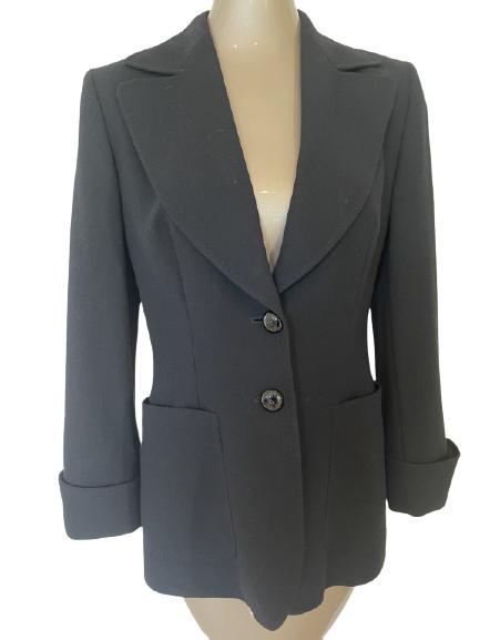 VTG ESCADA BLACK WOOL BLAZER JACKET SZ 36: VTG ESCADA BLACK WOOL BLAZER JACKET -SZ 36