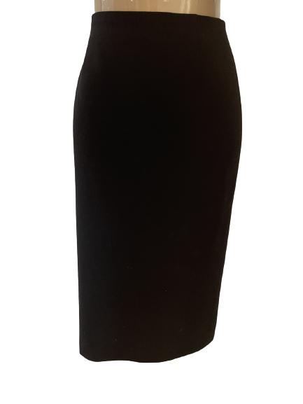 ESCADA BLACK SLIM SKIRT WITH PLEATED BACK SZ 36: VTG ESCADA BLACK SLIM SKIRT WITH PLEATED BACK SZ 36