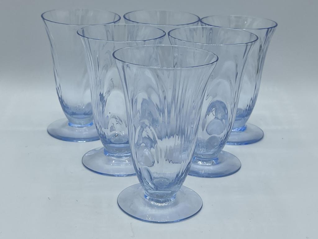 VTG SET OF 6 BLUE DEPRESSION APPERTIF GLASSES: VTG SET OF 6 BLUE DEPRESSION APPERTIF GLASSES