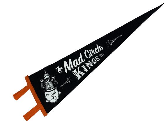 BARRY MCGEE DEAR SKATEBOARDING PENNANT 20": BARRY MCGEE AKA "TWIST" FOR DEAR SKATEBOARDING "MADCIRCLE KINGS" COLLECTIBLE WALL PENNANT WALL ART SKATEBOARD CULTURE HOME DECOR -7" X 20" APPROX-VERY GOOD CONDITION-DP22321