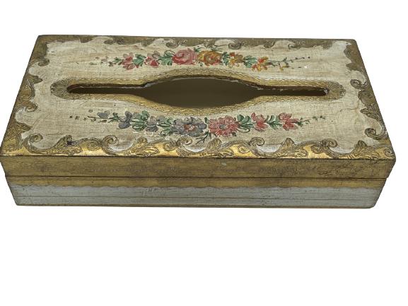 VTG FLORINTINE ITALY HAND PAINTED TISSUE BOX: VTG FLORINTINE ITALY HAND PAINTED TISSUE BOX