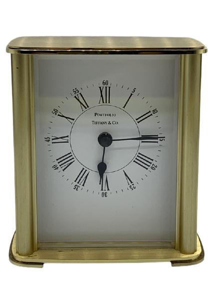 VTG TIFFANY "PORTFOLIO" BRASS CLOCK GERMANY 4" (1 of 7)