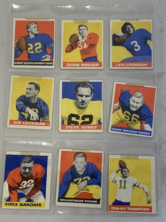 SET OF 9 1948 LEAF GUM ALL STAR FOOTBALL CARDS (1 of 2)