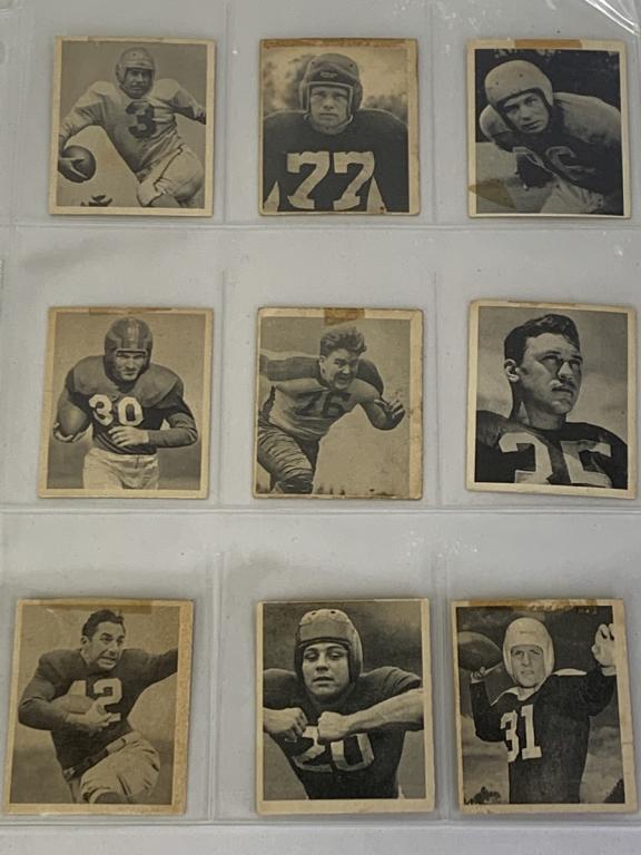 SET OF 9 1948 BOWMAN GUM  FOOTBALL CARDS (1 of 2)