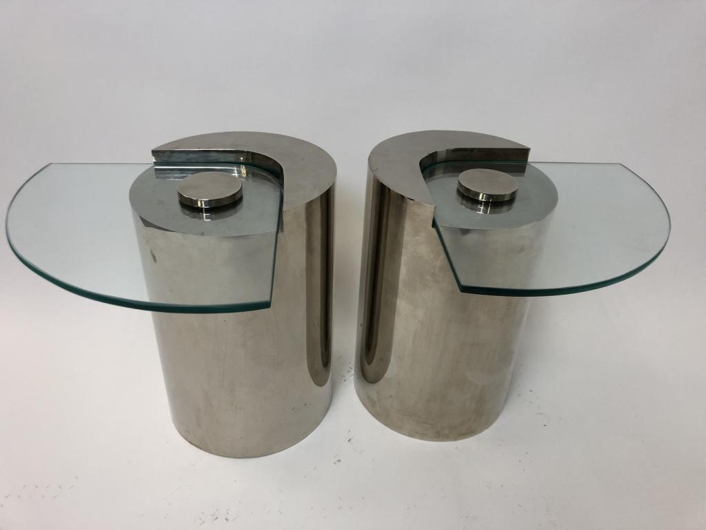 MANNER OF KARL SPRINGER  END / SIDE TABLES 15" (1 of 8)