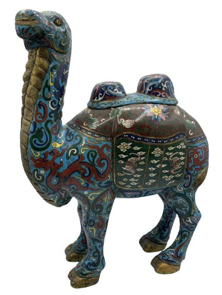QING DYNASTY STYLE CLOISONNE CAMEL 16" (1 of 11)