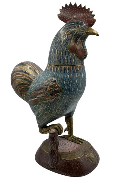 QING DYNASTY STYLE CLOISONNE ROOSTER 17" (1 of 13)