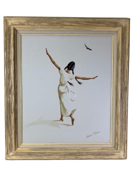 ADAM SHIELDS NATIVE AMERICAN OIL PAINTING 31" (1 of 7)