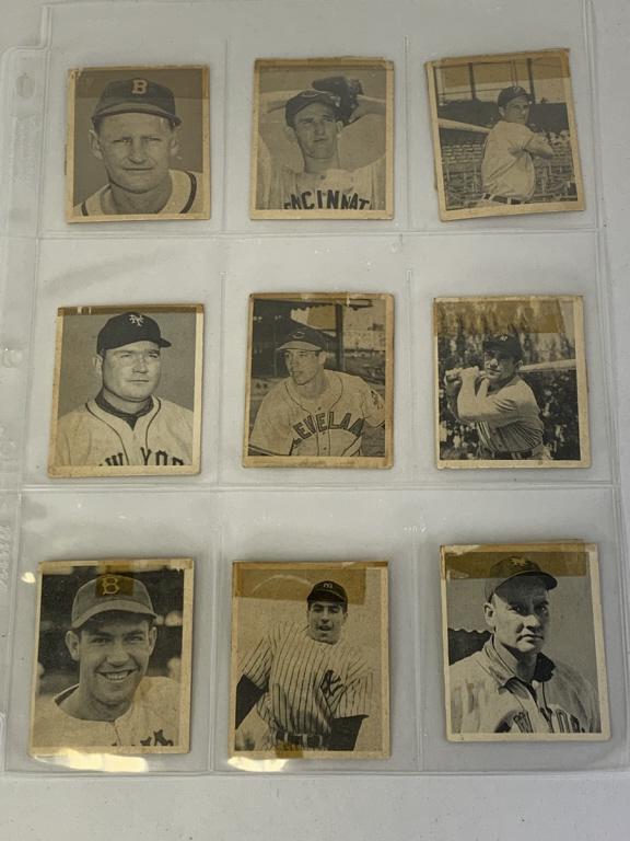 SET OF 9 1948 BOWMAN GUM BASEBALL TRADING CARDS (1 of 2)