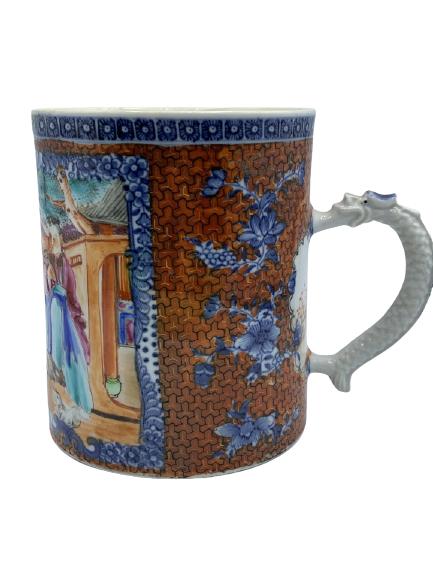 19C. ROSE MEDALLION STYLE OVERSIZE TEA MUG 5" (1 of 10)