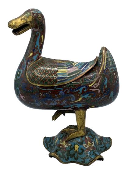QING DYNASTY STYLE CLOISONNE DUCK 9.5" (1 of 11)