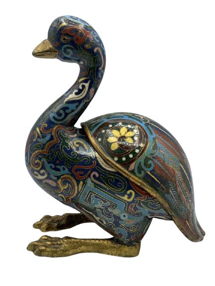 QING DYNASTY STYLE CLOISONNE DUCK 8" (1 of 8)