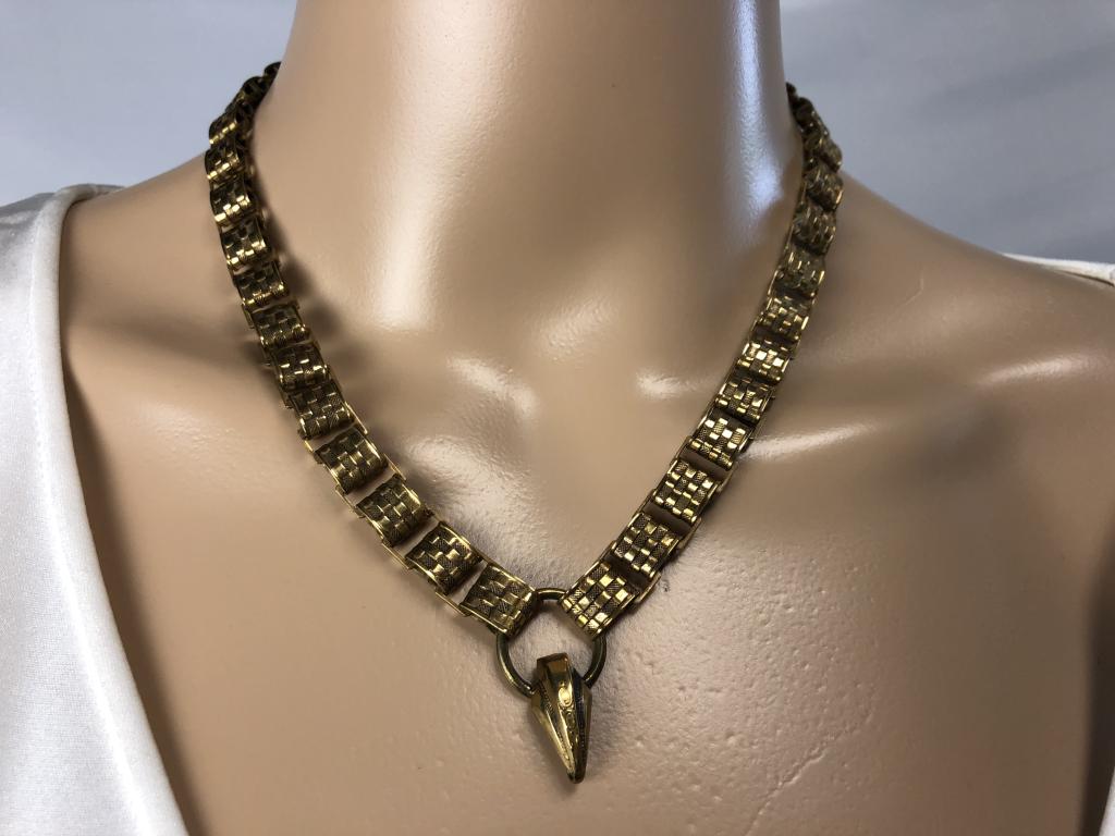 VTG GOLD CHAIN LINK NECKLACE W/PENDANT 18" (1 of 4)