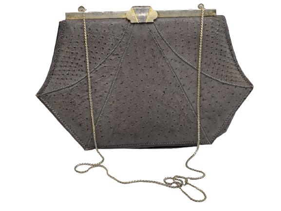 VINTAGE  BROWN LEATHER CLUTCH EVENING BAG (1 of 5)