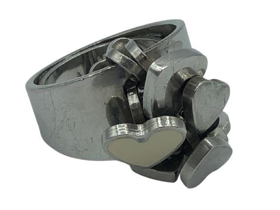 VTG STERLING RING WITH DANGLING HEARTS SIZE 8 (1 of 3)