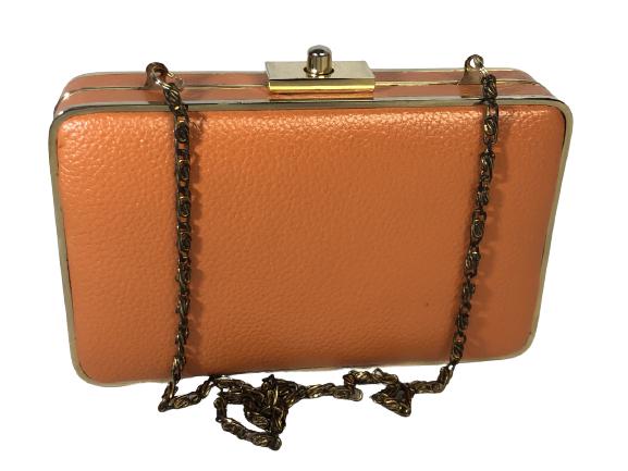 VINTAGE J. MCLAUGHLIN ORANGE LEATHER CLUTCH BAG 6" (1 of 5)