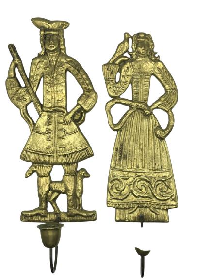 BRASS KING AND QUEEN WALL SCONCE CANDLE HOLDERS (1 of 7)
