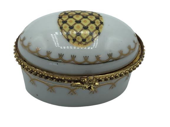 VINTAGE ROMANOV FABERGE EGG OVAL TRINKET BOX 3" (1 of 4)