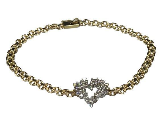 14 K GOLD AND DIAMOND HEART BRACELET (1 of 3)