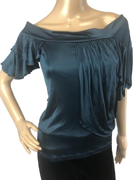 VTG ROBERTO CAVALLI BLUE SILK BLOUSE SIZE 40 (1 of 5)