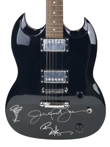 LED ZEPPELIN AUTOGRAPHED GUITAR IN CLEAR CASE (1 of 16)