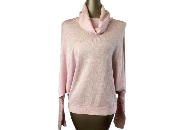 NEIMAN MARCUS PINK CASHMERE SWEATER SZ M: NEIMAN MARCUS PINK CASHMERE SWEATER SZ M -COWL NECK