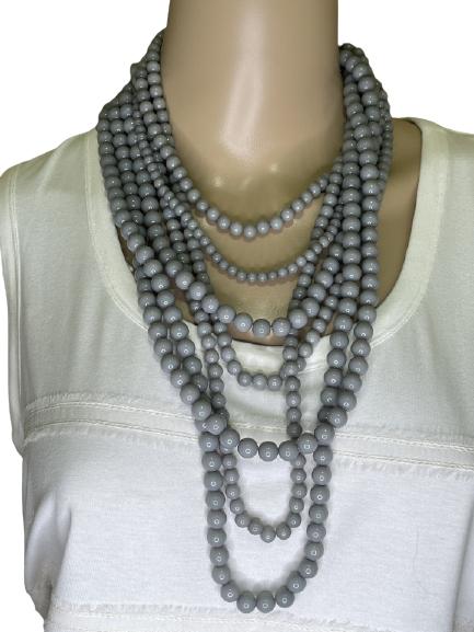 GRAY MULTI STRAND PEARL BEADED NECKLACE (1 of 2)