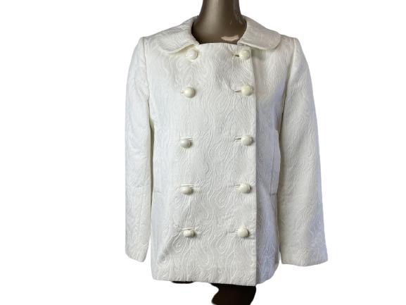 VTG MILLY OF NY WHITE COTTON JACQUARD JACKET SZ 8 (1 of 4)