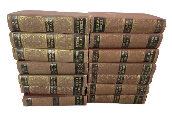 SET OF 16 ANTIQUE CHARLES DICKENS CLASSIC BOOKS (1 of 4)