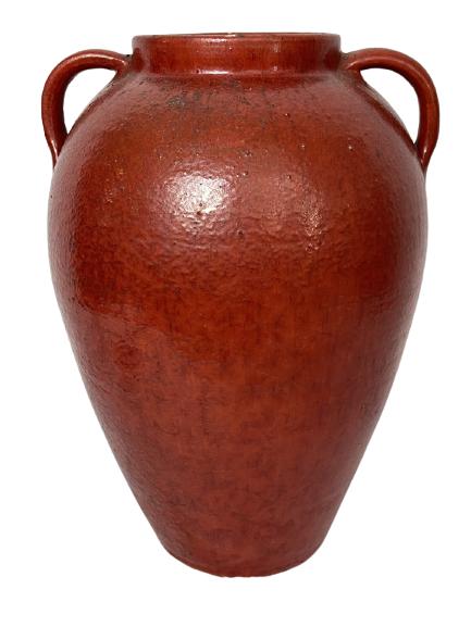 LARGE CHINESE RED DOUBLE HANDLED VASE (1 of 4)