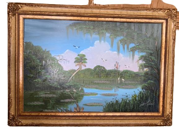 FLORIDAY HIGHWAYMEN AL BLACK OIL PAINTING 43" (1 of 8)