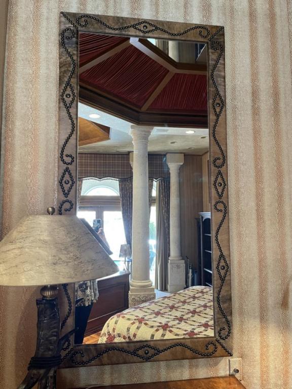 THEODORE ALEXANDER STYLE HORSE HAIRNAILHEAD MIRROR (1 of 3)