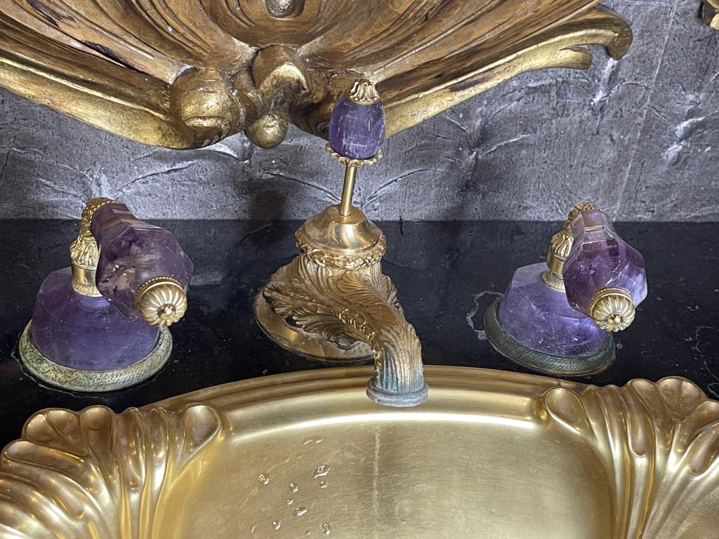 SHERLE WAGNER GOLD & AMETHYST BATHROOM FAUCET (1 of 7)
