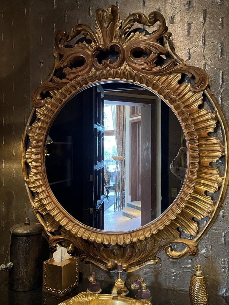ELEGANT GOLD LEAF HANDCARVED MIRROR (1 of 3)