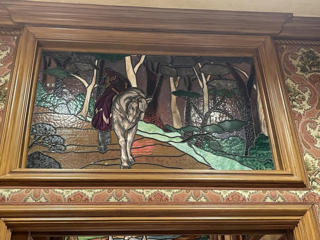 STAINED GLASS LADY ON HORSE (1 of 1)