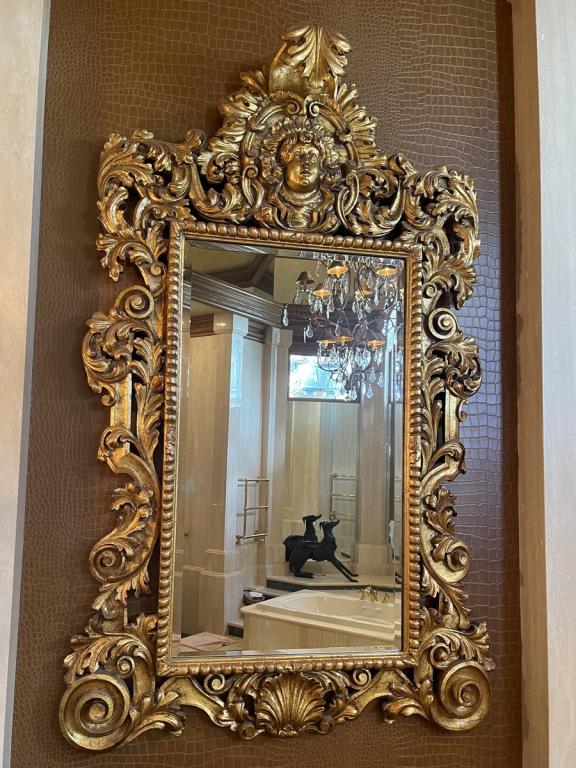 ELABORATE ART NOVEAU STYLE CARVED GILT MIRROR (1 of 4)