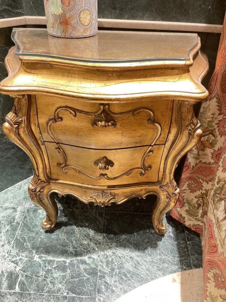 2 DRAWER GOLD GILT SIDE CHEST CONSOLE (1 of 3)