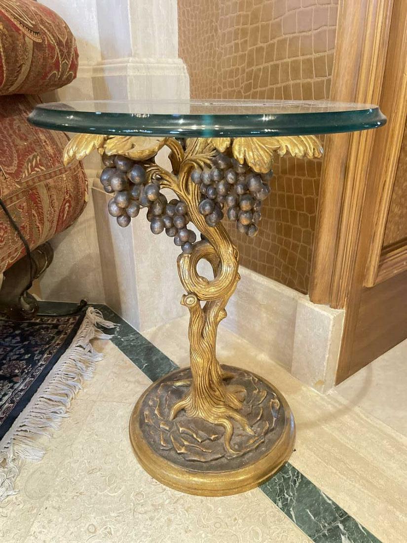 ITALIAN GOLD GILT FRUIT GLASS TOP TABLE (1 of 4)