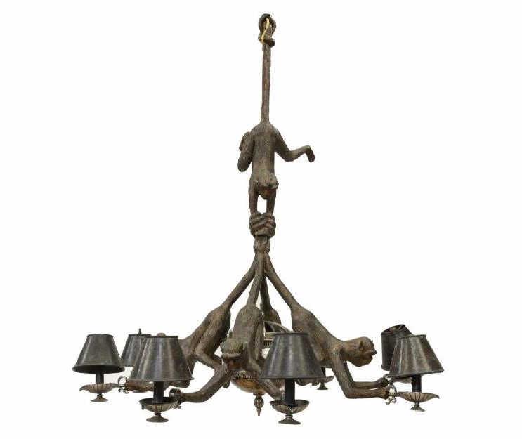 MAITLAND SMITH ATTRIB. MONKEY 10-LT CHANDELIER 43" (1 of 10)