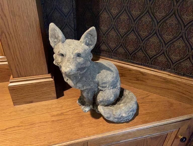 ADORABLE STONE FOX STATUE SCULPTURE 12.5" (1 of 1)