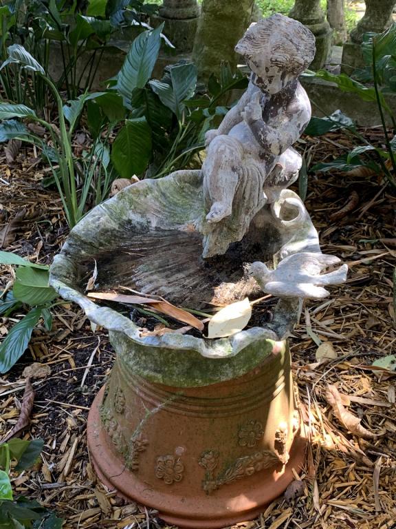 ANTIQUE BRONZE CHERUB GARDEN FOUNTAIN BOWL 15" (1 of 4)