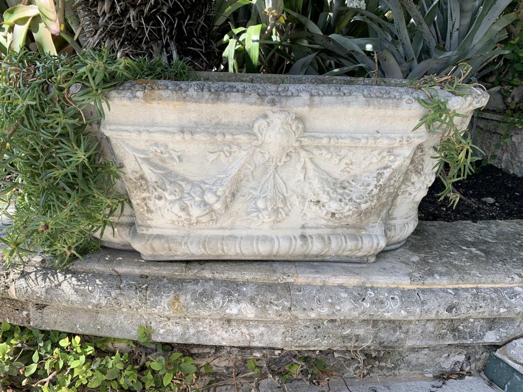 CAST STONE NEOCLASSICAL OUTDOOR PLANTER BOX 26" (1 of 3)