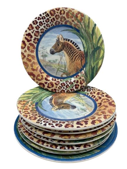 8 GIEN FRANCE SAVANE ZEBRA PLATES 6.5" (1 of 3)