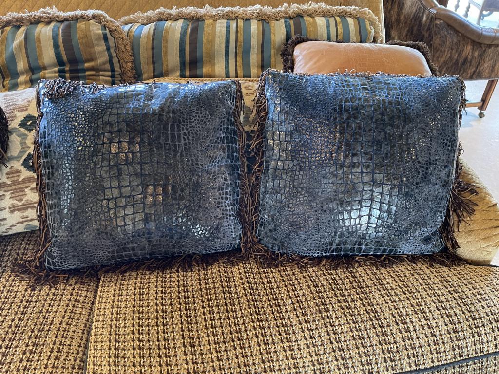2 FAUX LEATHER WITH FRINGE PILLOWS (1 of 2)